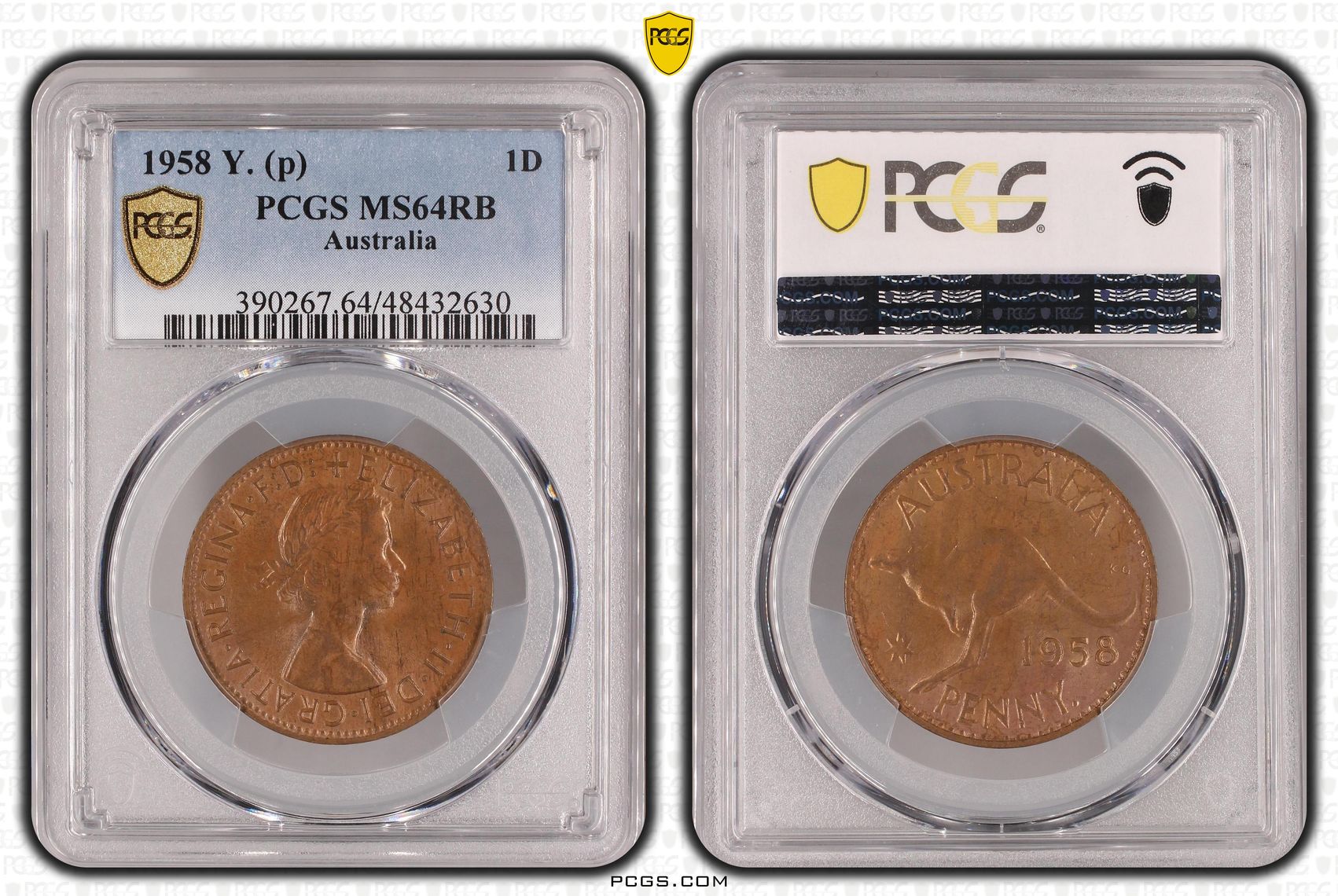 Elizabeth II, Penny, 1958-Y., PCGS MS64RB
