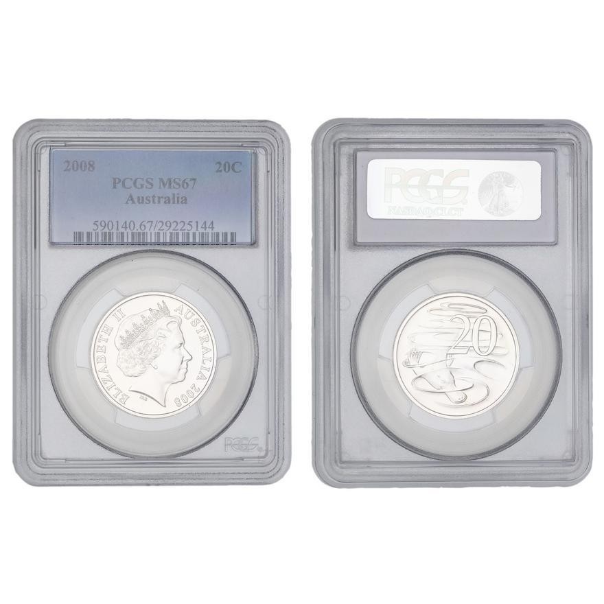 Elizabeth II, , Twenty Cent, 2008, PCGS MS67