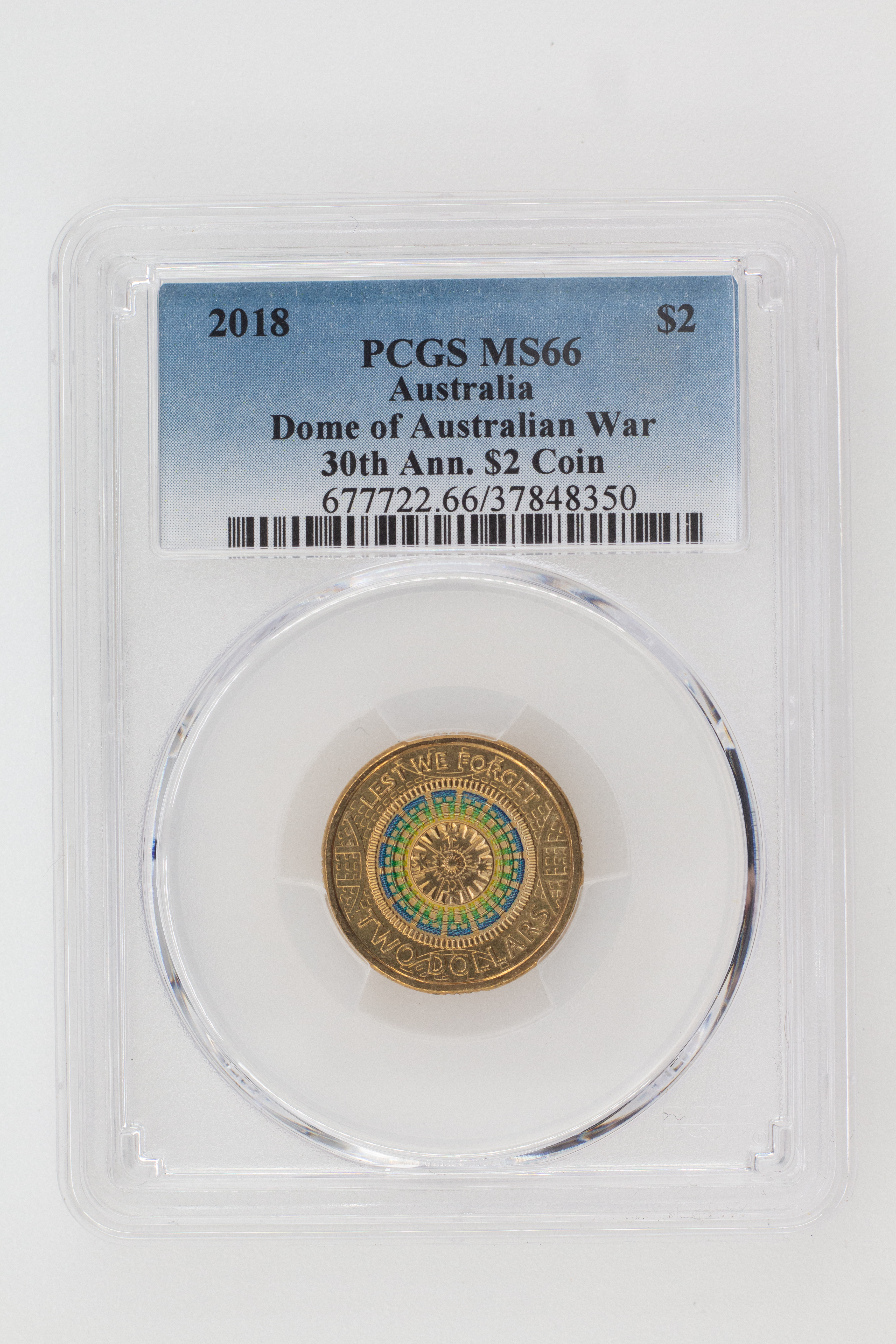 2018 Australia Two Dollar, $2 Dome of Australian War Memorial 30th Ann. $2 Coin PCGS - MS66 -350