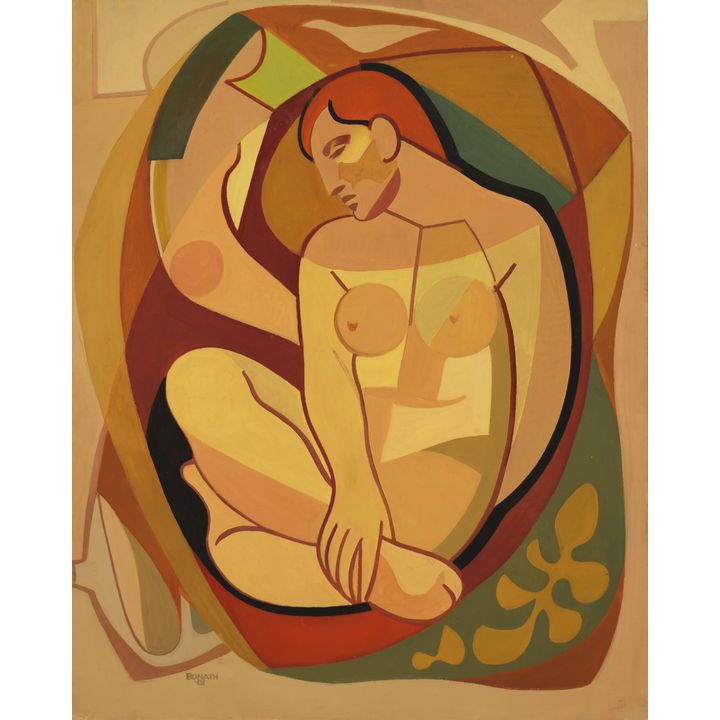 Harry Bonath ''Cubist Nude'' 1961 Oil