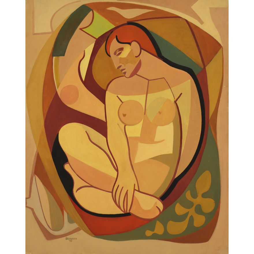 Harry Bonath ''Cubist Nude'' 1961 Oil