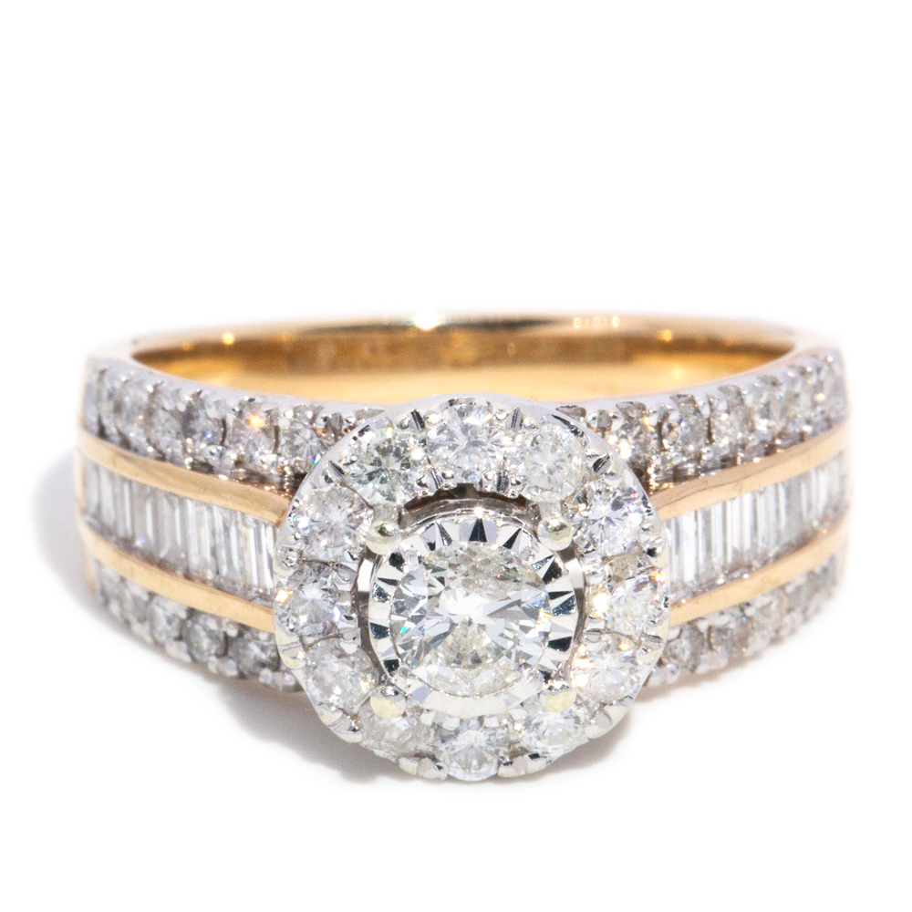 139 · 1.20 Carat Triple-Row Diamond Halo Dress Ring