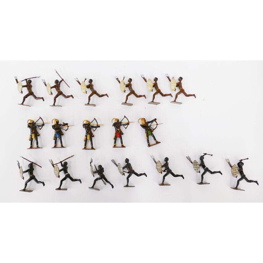 Vintage Britains African Warrior Toys- 18pc approx