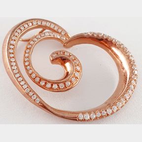 SILVER ROSE GOLD COLOR SWIRL HEART DESIGN PENDANT--51921/330