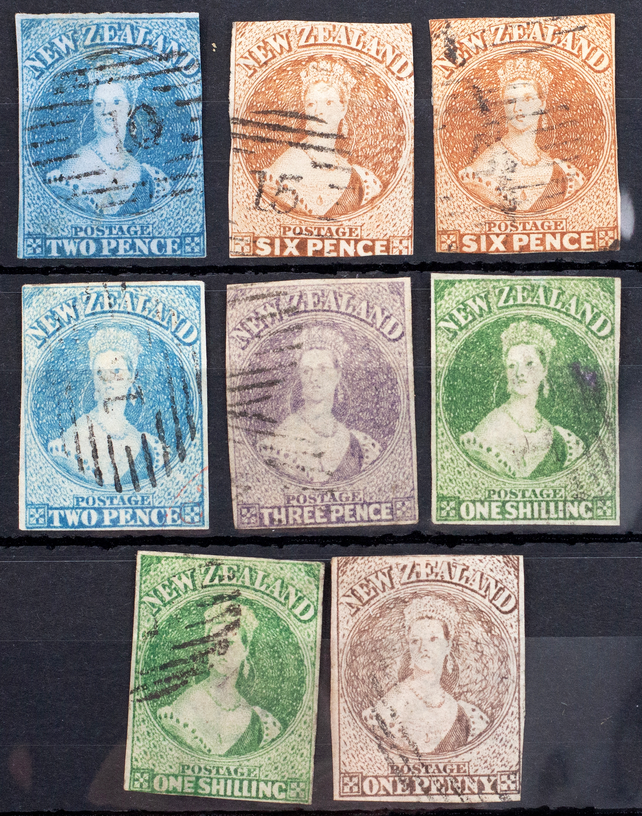 New Zealand, Imperforate Chalons, 1857 - 1871, Poor
