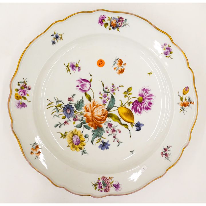 Antique Meissen Floral Porcelain Large Serving Tray 17''
