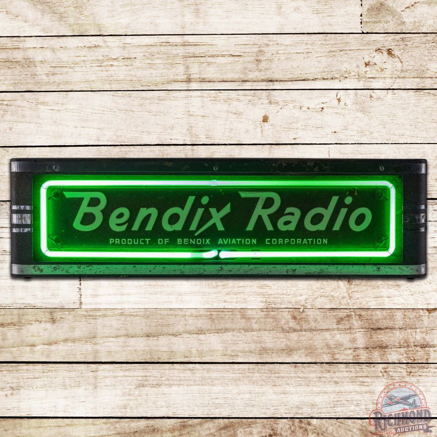 Bendix Radio Aviation Corporation Art Deco Neon Advertising Sign