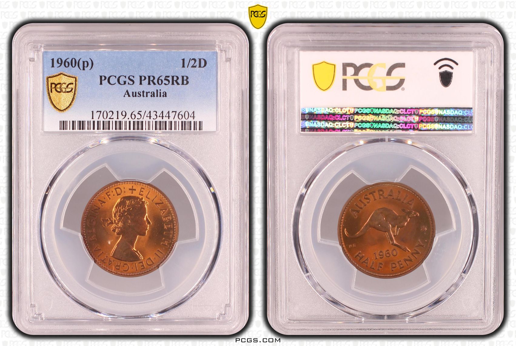 Elizabeth II, POP 6/0, Halfpenny, 1960 Y. (p), PCGS PR65RB