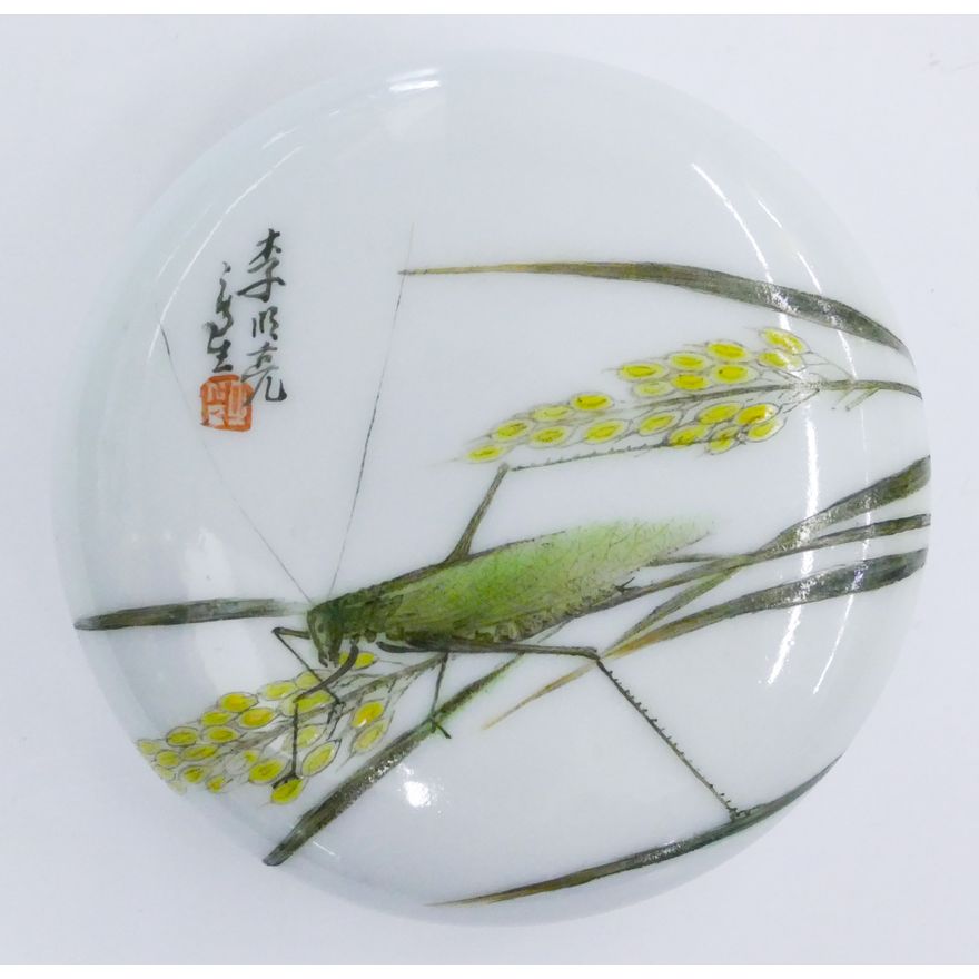 Chinese Republic Cricket Porcelain Ink Paste Box