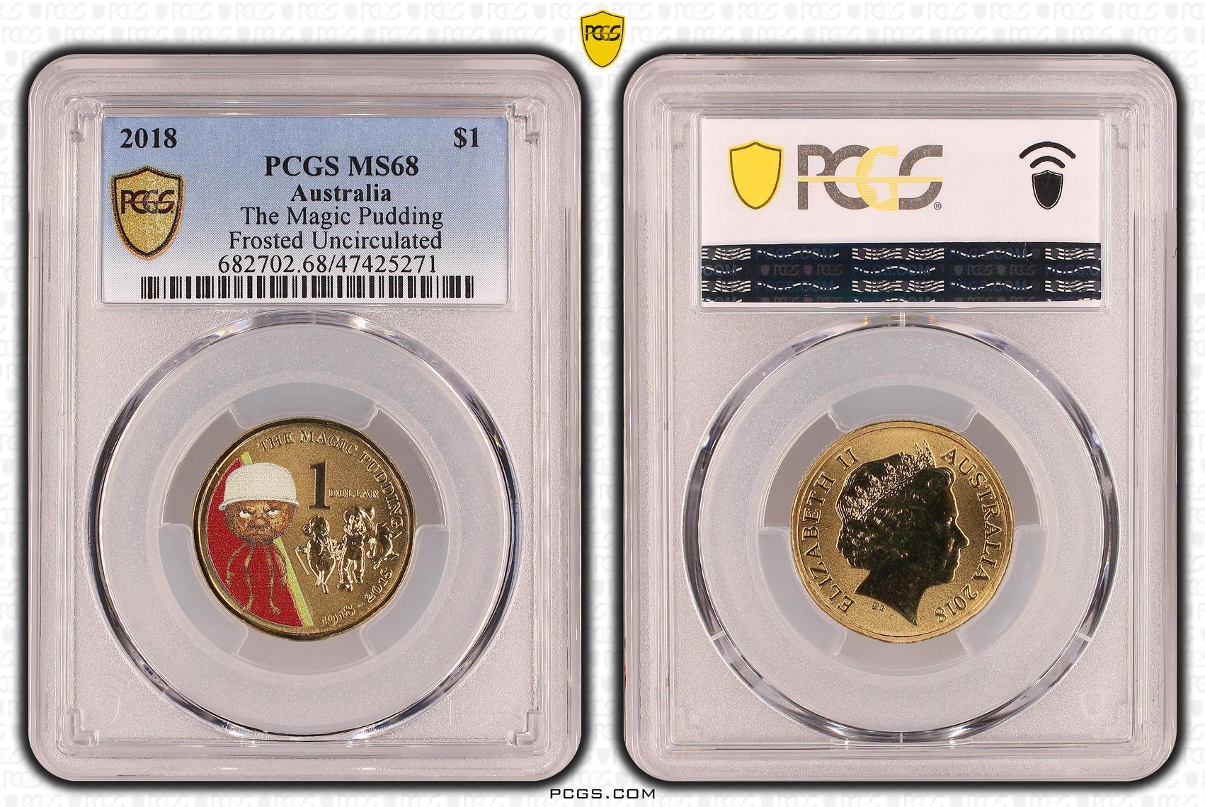 The Magic Pudding - Frosted Uncirculated, One Dollar, 2018, PCGS MS 68