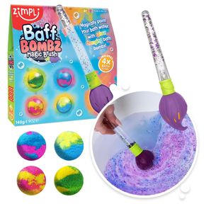 BAFF BOMBZ MAGIC BRUSH, 4 X BATH BOMBS, MAGICALLY PAINT YOUR BATH WATER, CREATIVE BATH TOY FOR CHILDREN, BIRTHDAY GIFTS FOR BOYS &