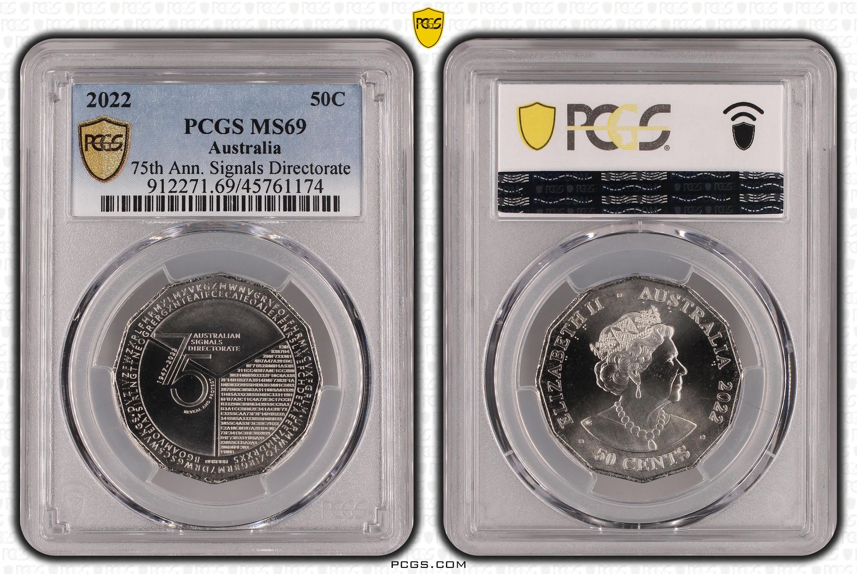 75th Ann. Signals Directorate, Fifty Cent, 2022, PCGS MS69