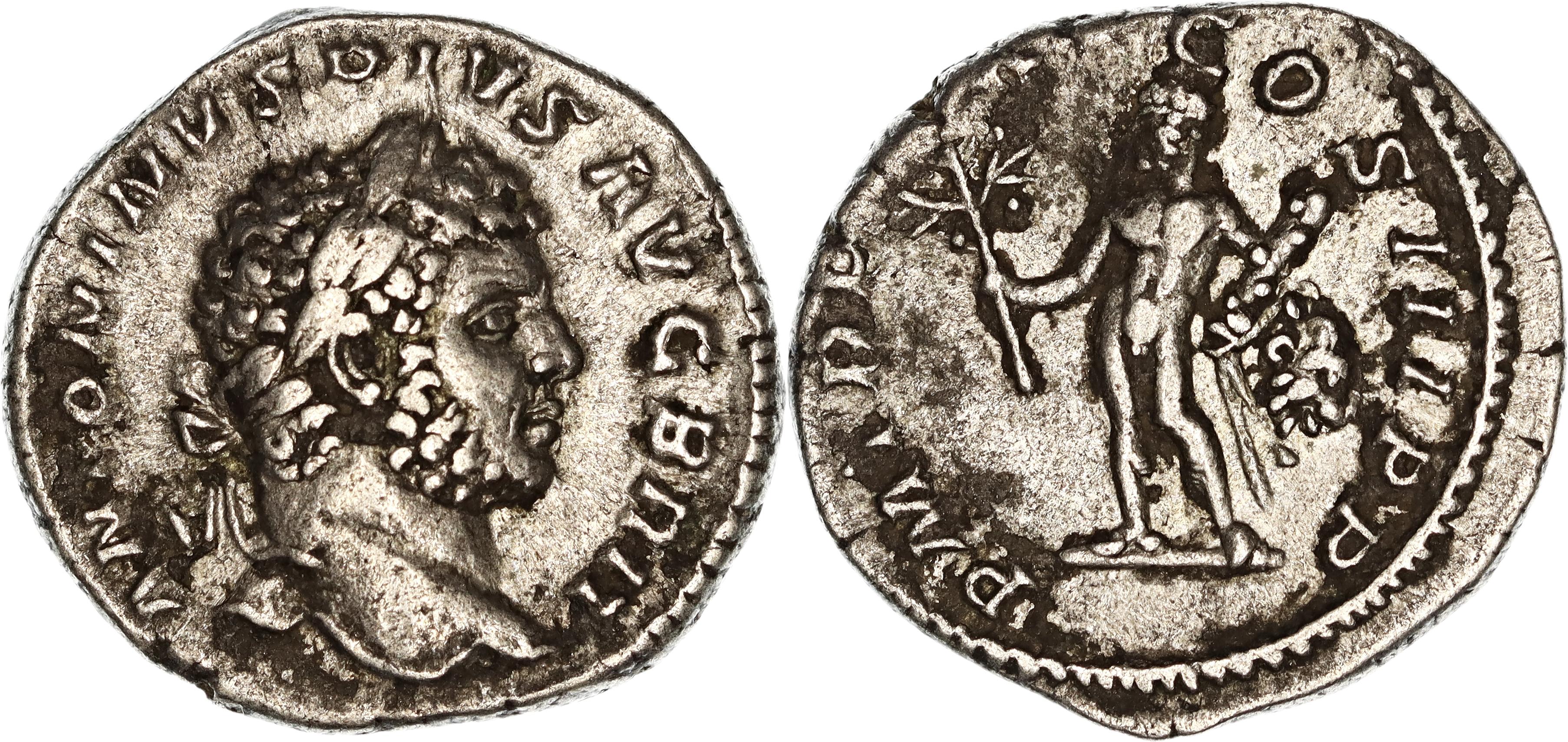 Roman Empire, Caracalla, Silver Denarius, 213 AD, nVF
