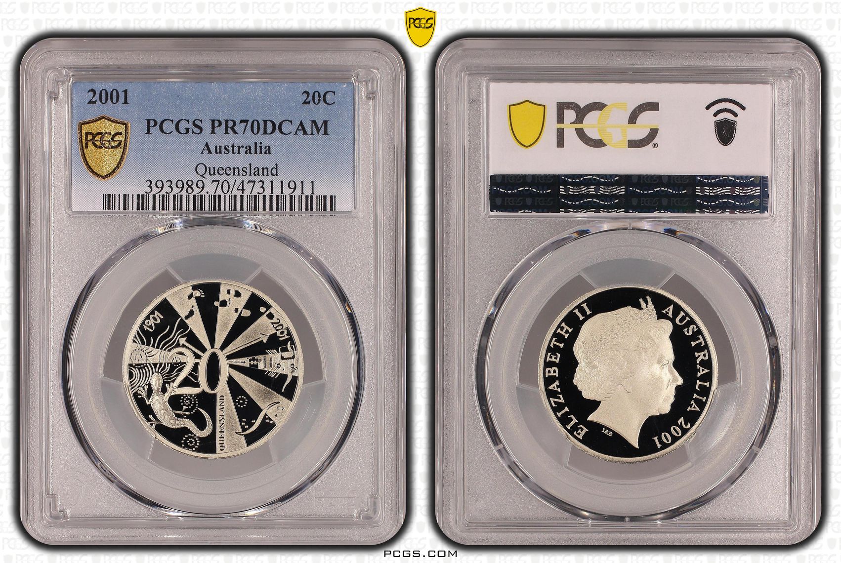 Elizabeth II, Queensland, Twenty Cent, 2001, PCGS PR70DCAM