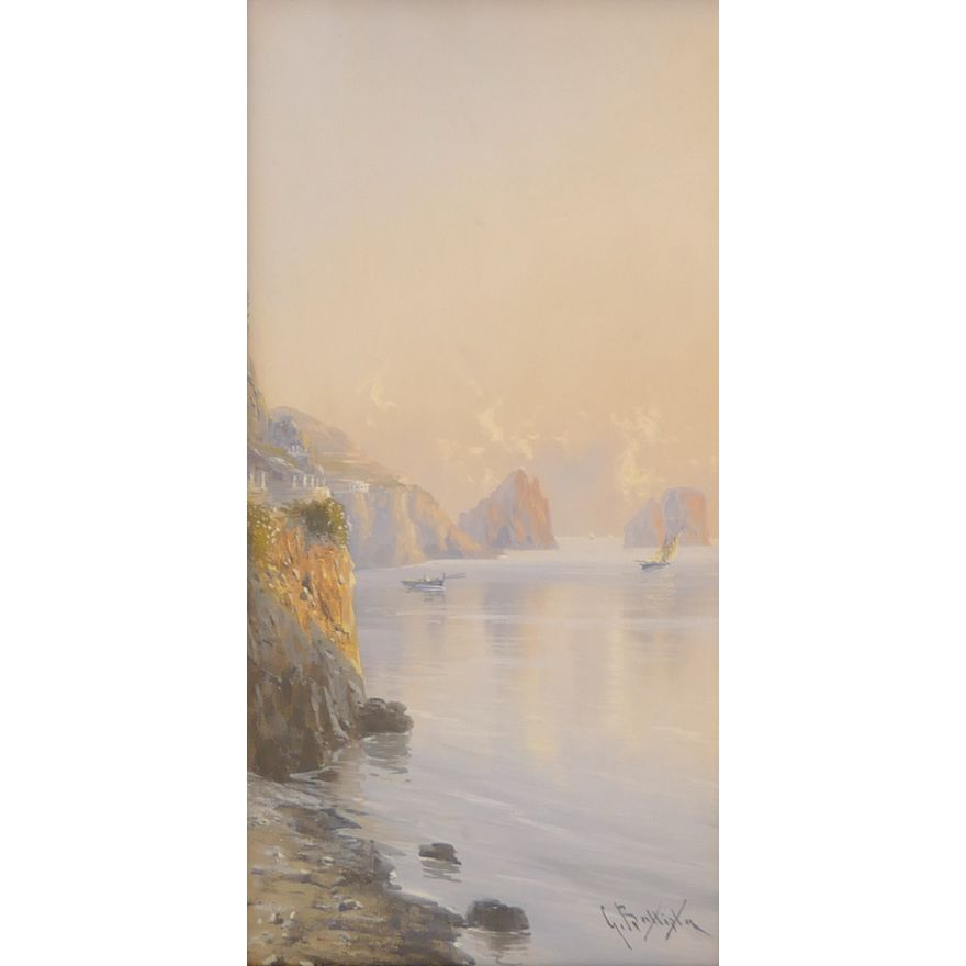 Giovanni Battista (1860-1925 Italy) 'Italian Coastal Scene' Watercolor
