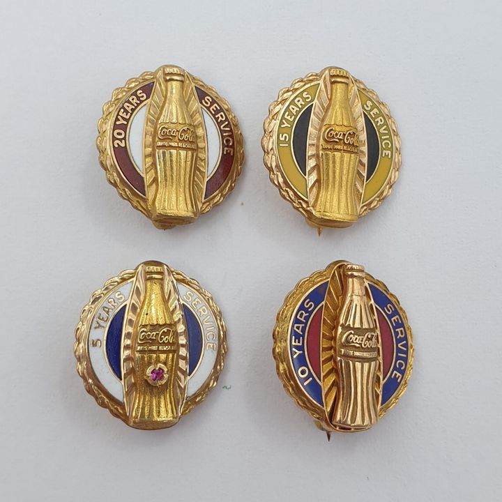 Set of Four 10ct Gold Coke Service Badges