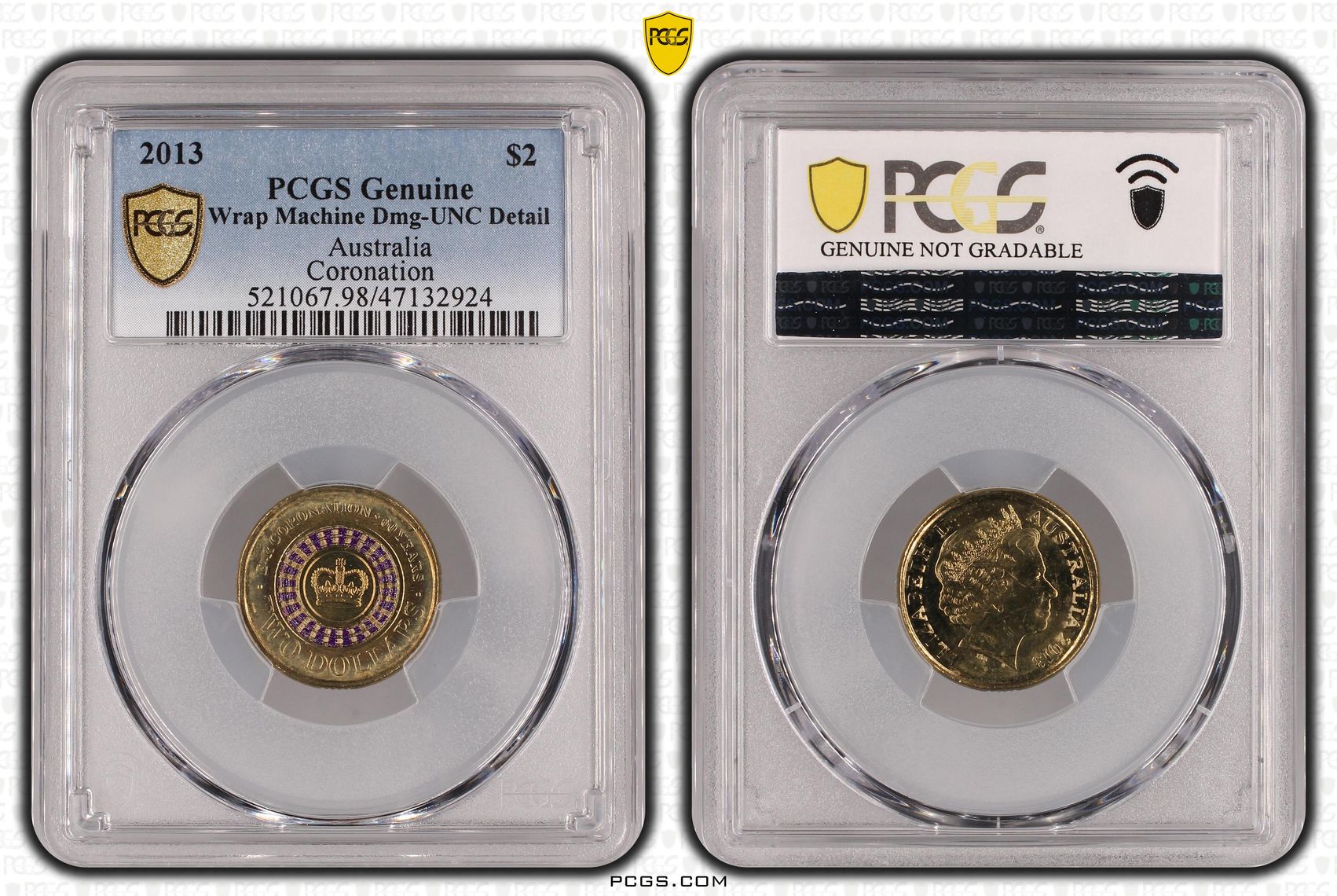 Elizabeth II, Coronation, Two Dollar, 2013, PCGS Genuine - UNC Details (98 - Damage)