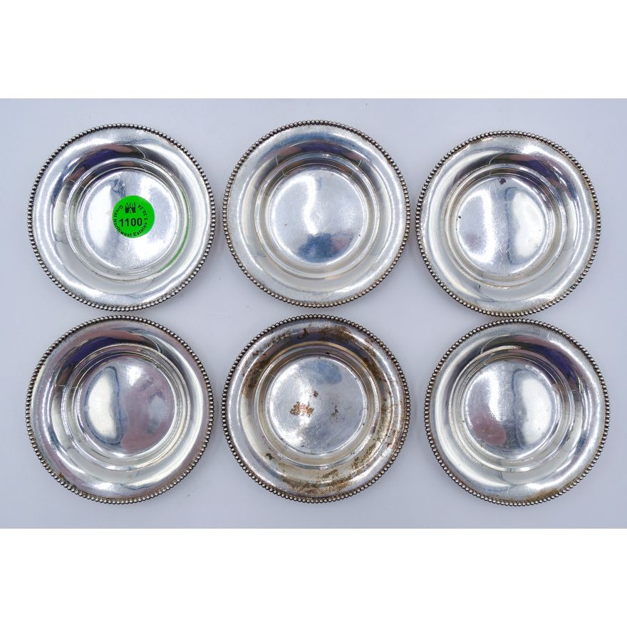 Set 6 Antique American Sterling Butter Pats 3'' - 158 Grams TW