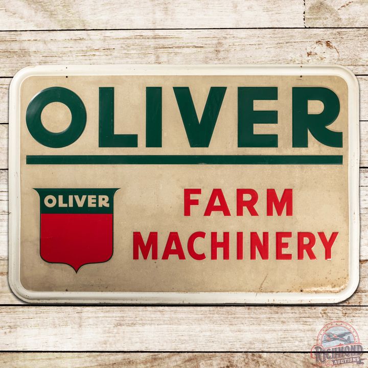 Oliver Farm Machinery Embossed Reflective SS Tin Sign w/ Logo