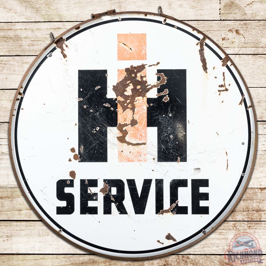 IH International Harvester Service 42" DS Porcelain Sign w/ Ring