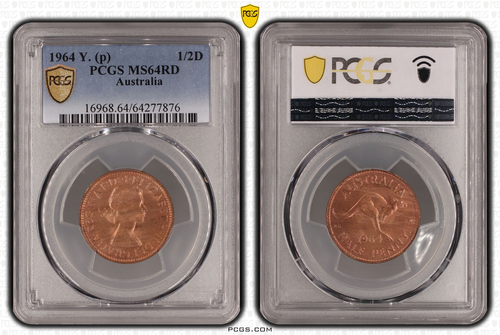 Elizabeth II, Halfpenny, 1964 Y., PCGS MS64RD