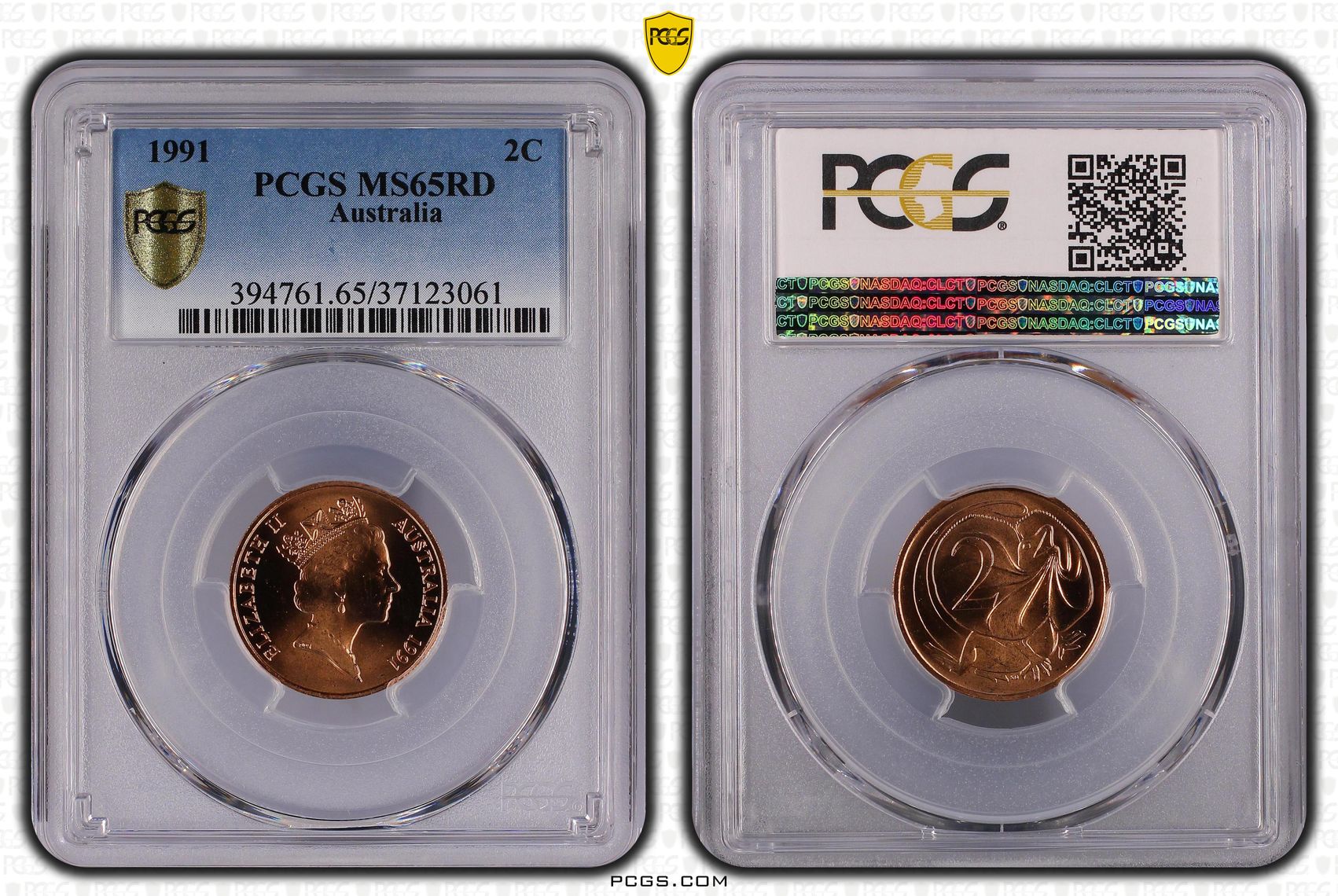 Elizabeth II, Two Cent, 1991, PCGS MS65RD