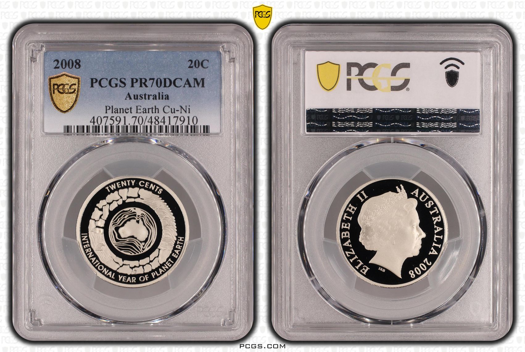 Planet Earth Cu-Ni, Twenty Cent, 2008, PCGS PR70DCAM