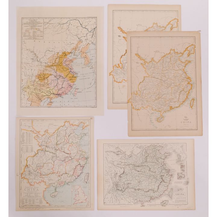 5pc 19th Century British Maps of China