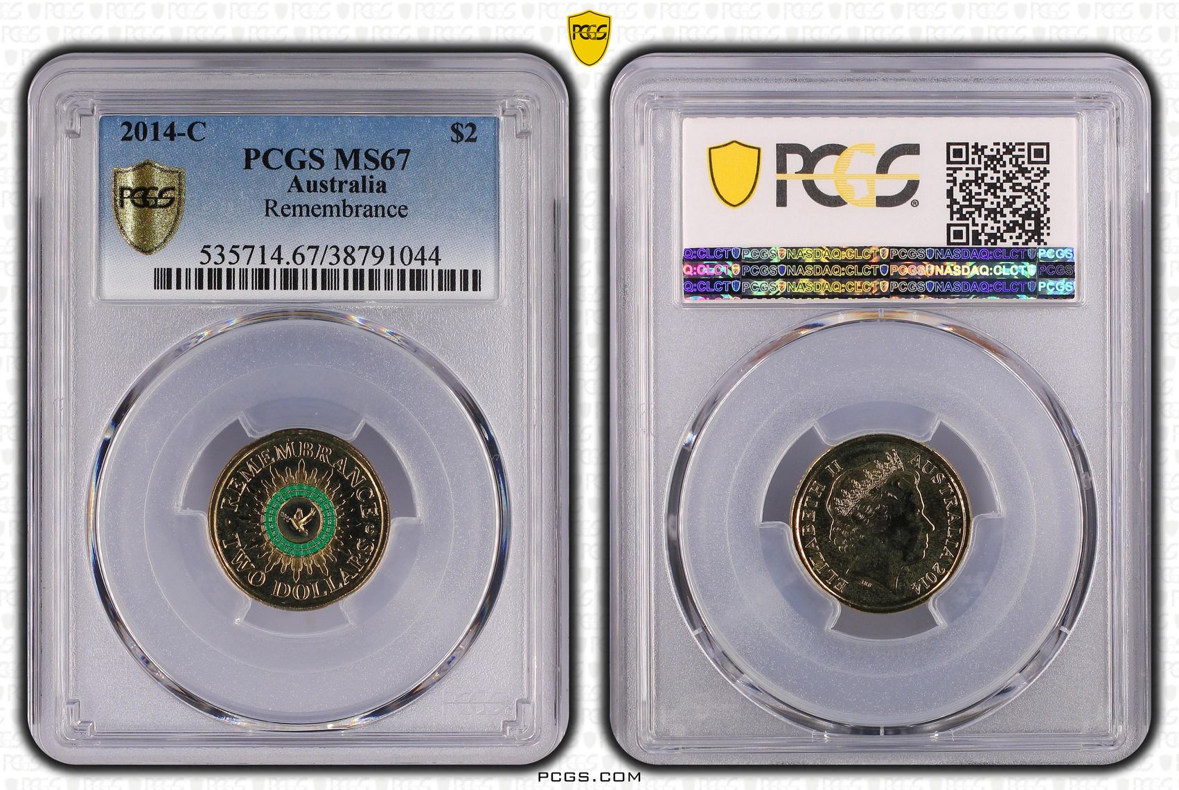 Remembrance Day Colorized , Two Dollar, 2014-C, PCGS MS67