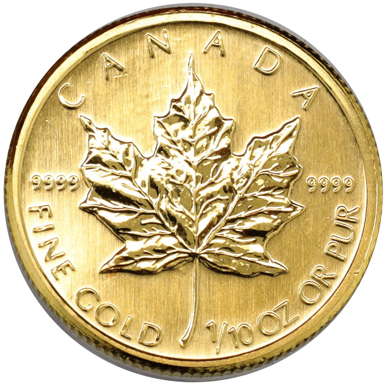 1987年 カナダ メイプルリーフ金貨 1/10oz 純金 K24 24金 5ドル金貨 ...