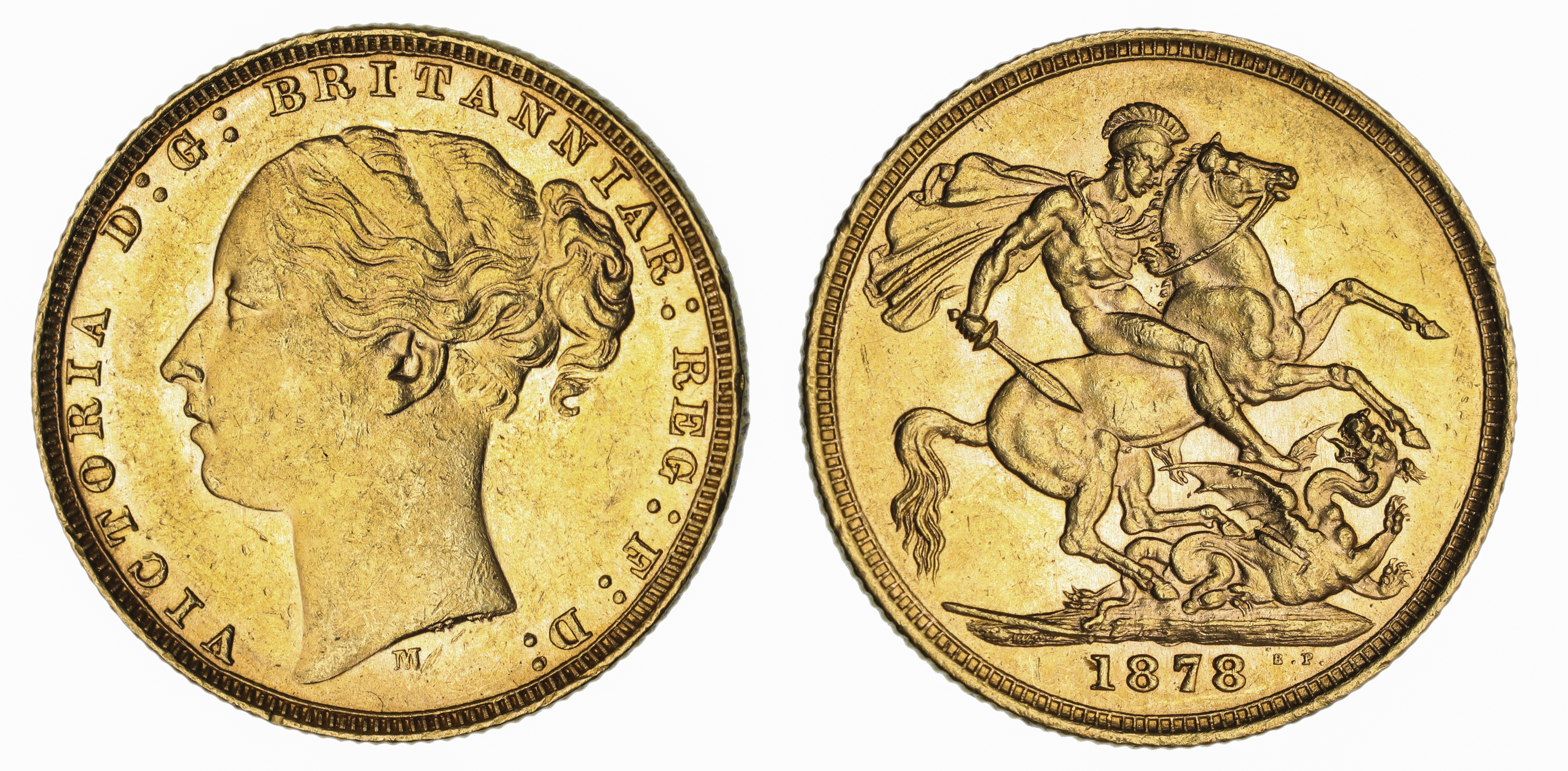 Victoria, St. George Reverse - Melbourne Mint - Young, Sovereign, 1878, EF