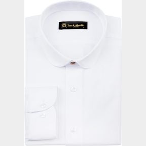 JACK MARTIN LONDON WHITE HERRINGBONE CLUB COLLAR SHIRTS FOR MEN | MENS BUTTON UP LONG SLEEVE DRESS & SMART CASUAL SHIRTS (WHITE,S)