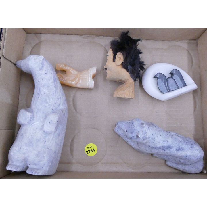 Box Glenn Tingook Alaskan Soapstone Animal Sculptures Etc