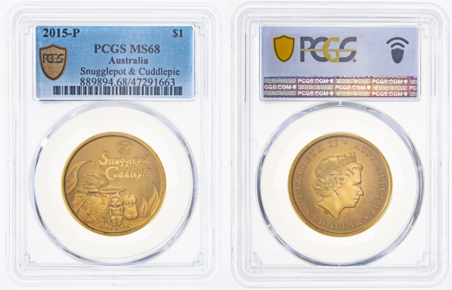 Snugglepot & Cuddlepie, One Dollar, 2015-P, PCGS MS 68