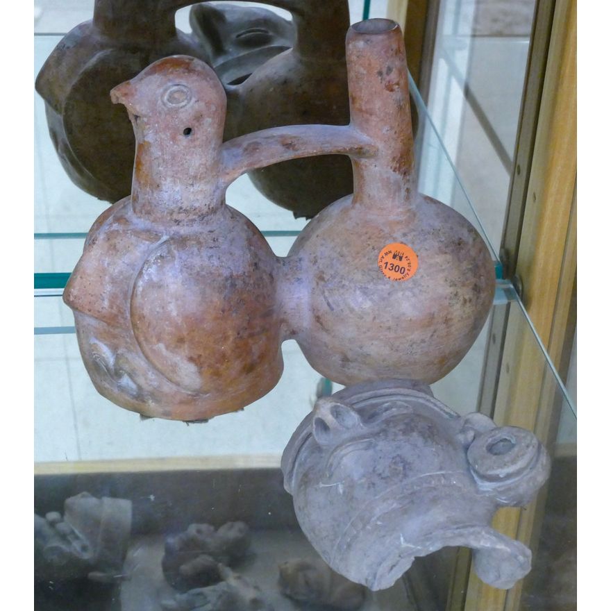 2pc Pre Columbian Stirrup Vessel & Large Head Fragment