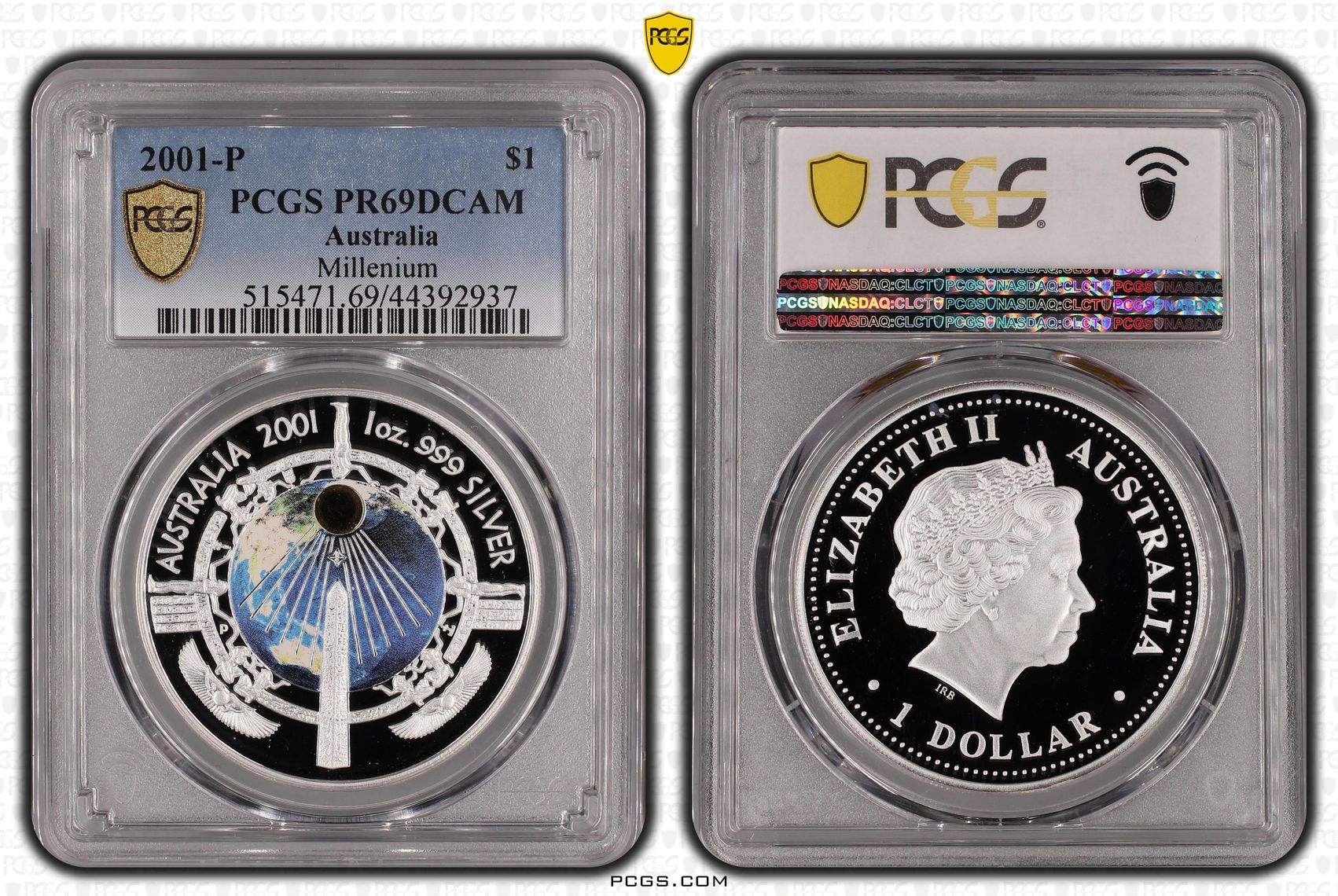 2001-P Australia One Dollar, $1 Millenium PCGS - PR69DCAM -937