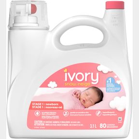 IVORY SNOW 1: NEWBORN BABY LIQUID LAUNDRY DETERGENT, 80 LOADS 105 FL OZ