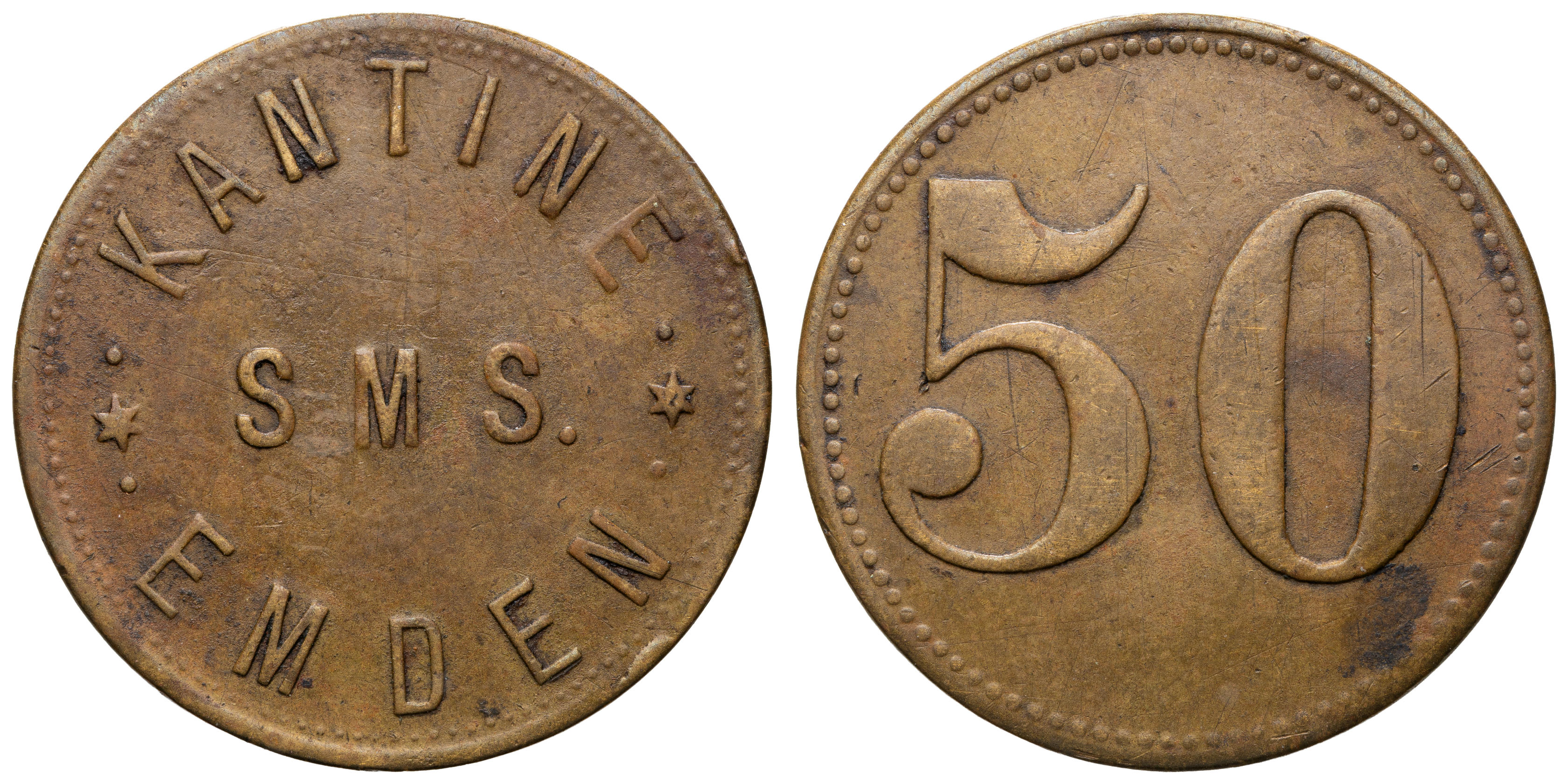 120 · Germany, S.M.S. Emden, Fifty Pfennig, C.-1914, aVF