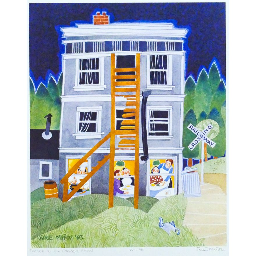 Rie Munoz ''Dinner at the Caribou Hotel'' 1993 Signed
