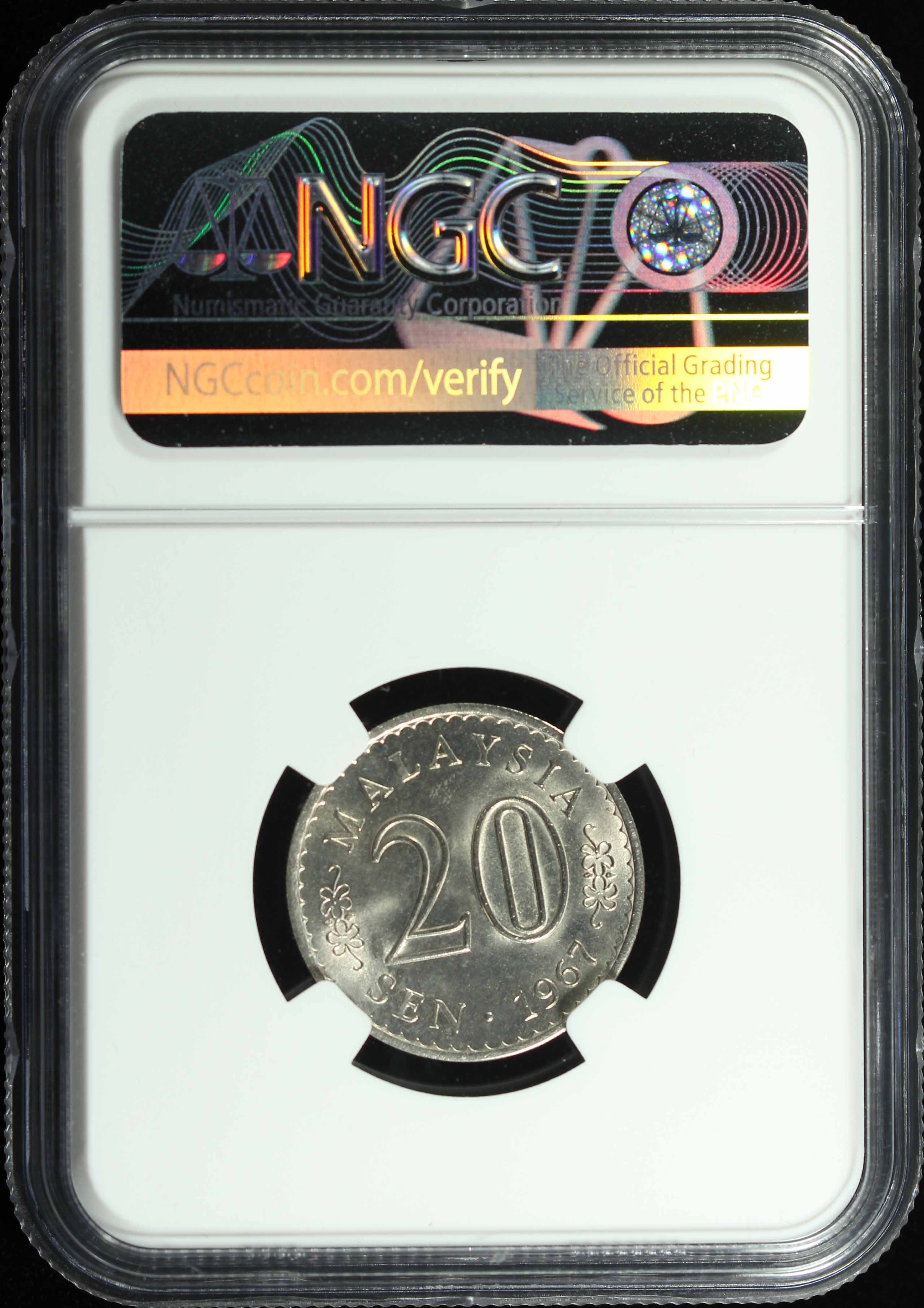 Malaysia, 1967, 20 Sen, NGC MS66. First issued year. | Unique World Coin  Sdn Bhd