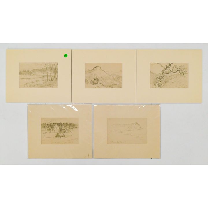 5pc Melville Wire Landscape Drawings Graphite on Paper