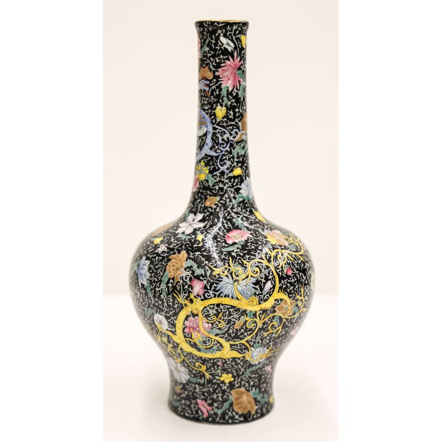 Chinese Famille Noir Bottle Vase
