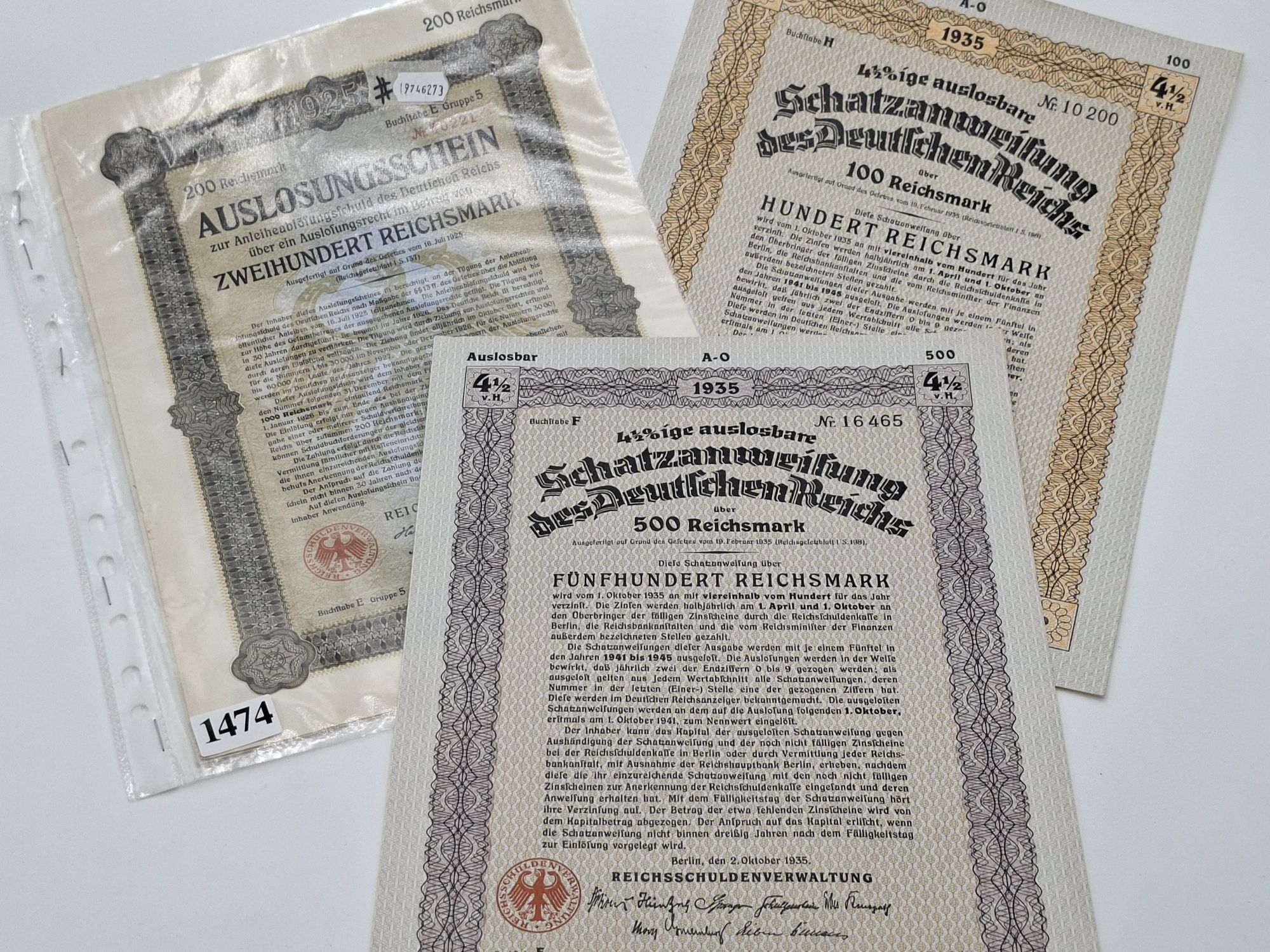 1474 · GERMAN BOND CERTIFICATES