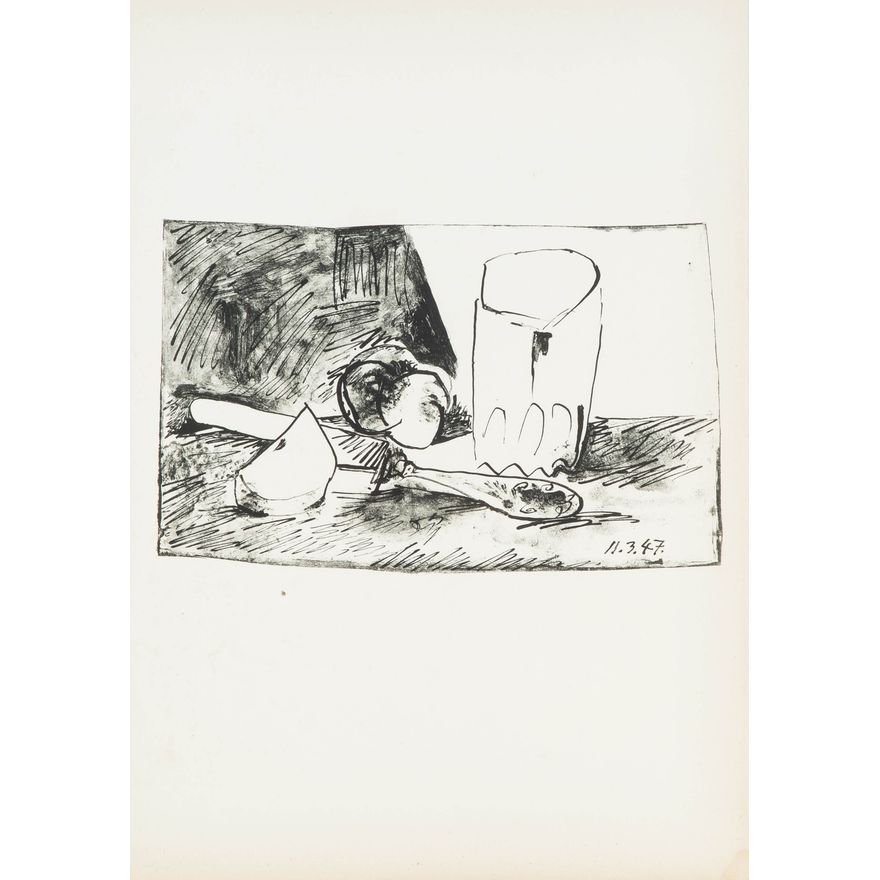 Pablo Picasso | Pommes, veres et couteau, 1947