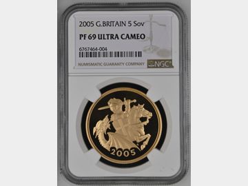 2005 PROOF GOLD 5 POUND TIMOTHY NOAD PF69 UCAM (1 YEAR TYPE)