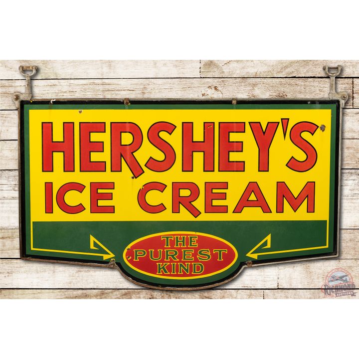 5' Hershey Ice Cream "The Purest Kind" Porcelain Sign & Original Metal Frame TAC 8.5