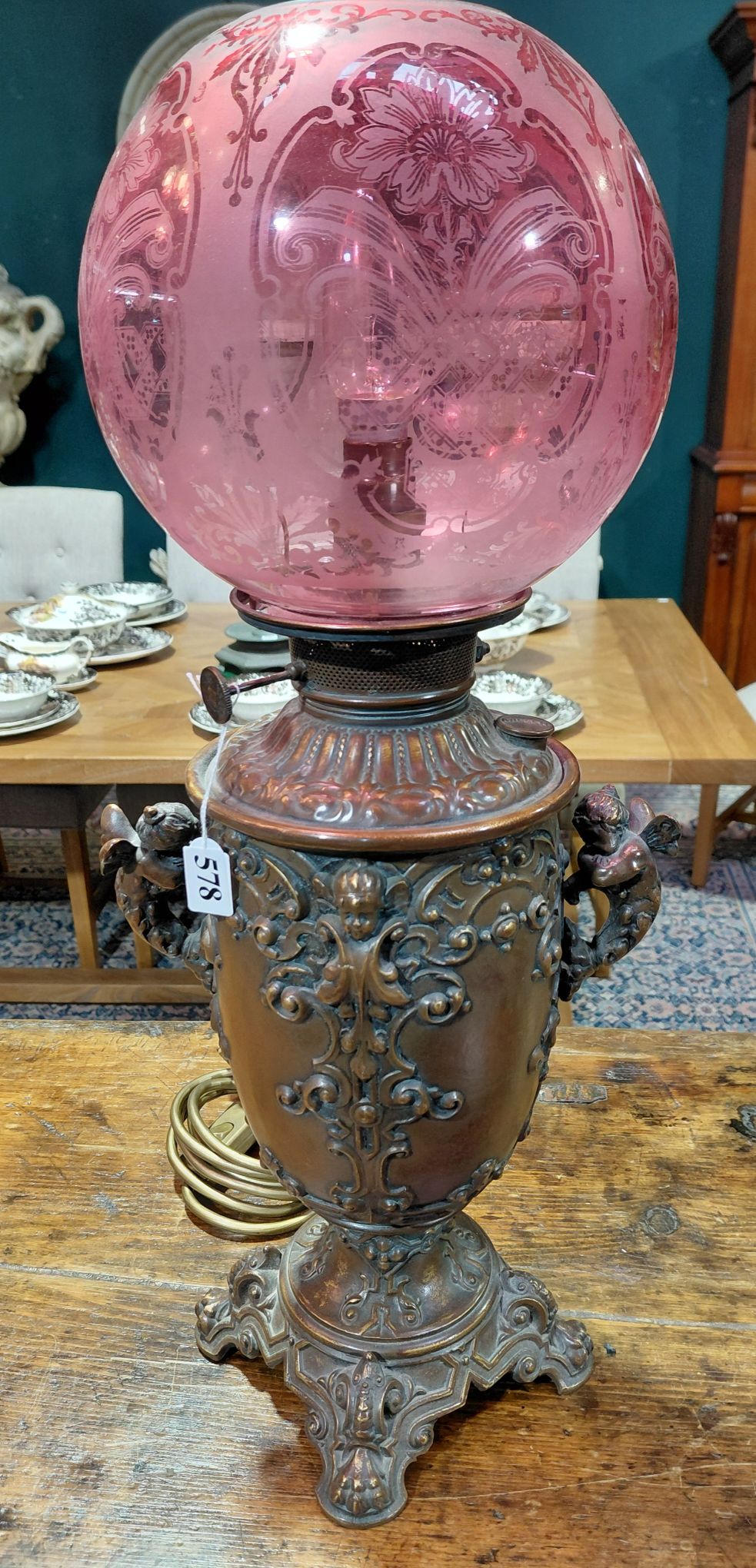 578 · MILLER AND CO BRONZE PARLOUR LAMP