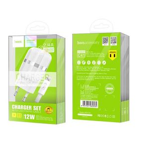 Hoco 2.4A Fast Dual USB Charger with attached LIGHTNING Cable |