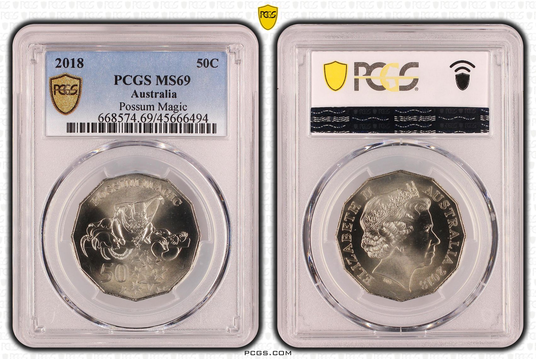 Possum Magic, POP 8/0, Fifty Cent, 2018, PCGS MS69