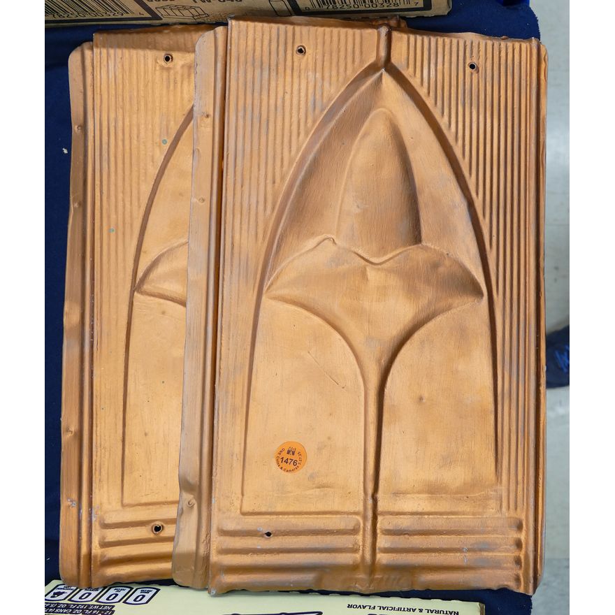 Pair Art Deco Metal Decorative Panels 13.5''x9''